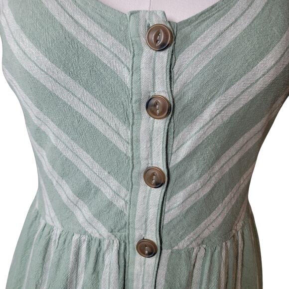 Universal Thread Womens Tank Midi Dress Sz S Green Stripe Button Front Boho - Picture 5 of 8